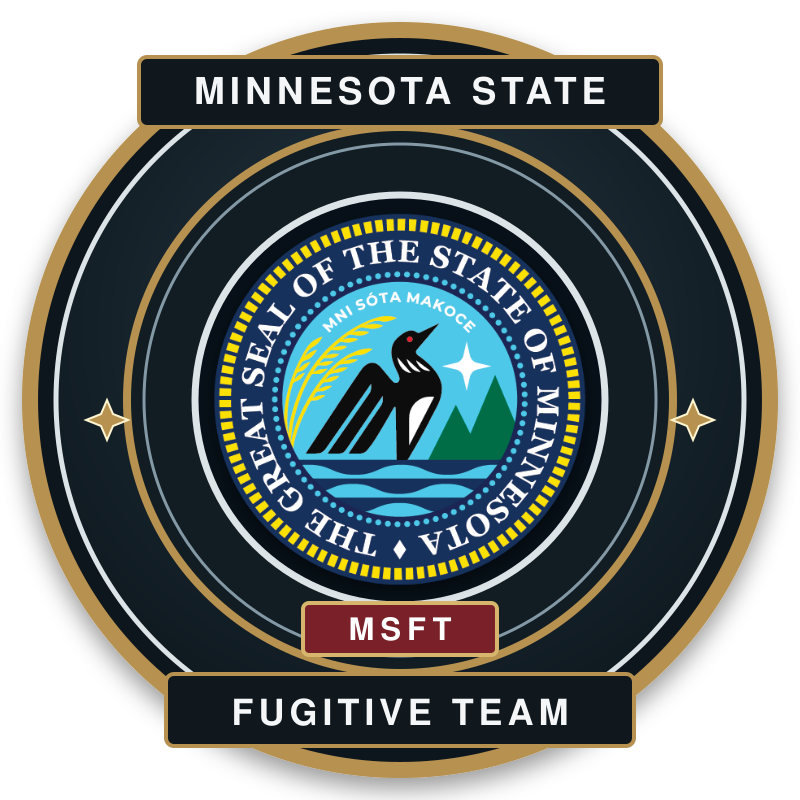 Fictional Minnesota State Fugitive Team patch incorporating the Great Seal of the State of Minnesota